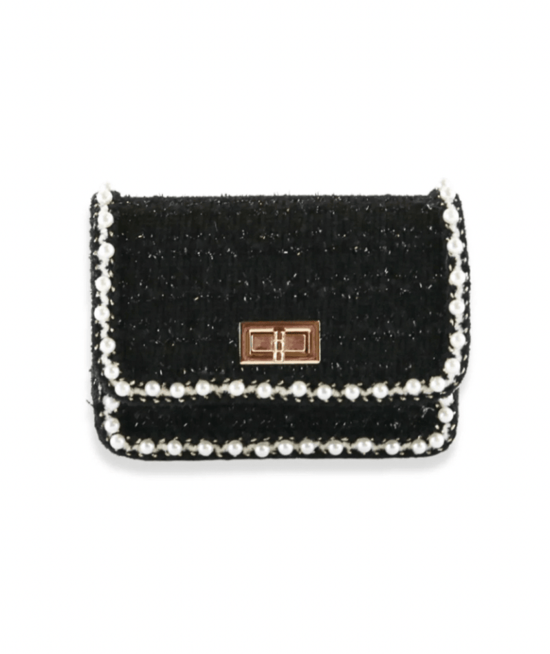 Pearl Trim Tweed Purse