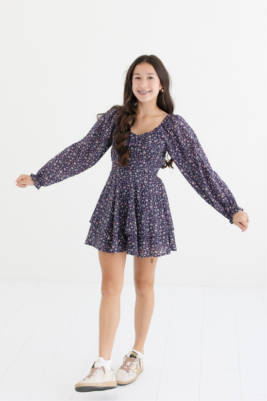 Delilah Print Long Sleeve Dress Jr