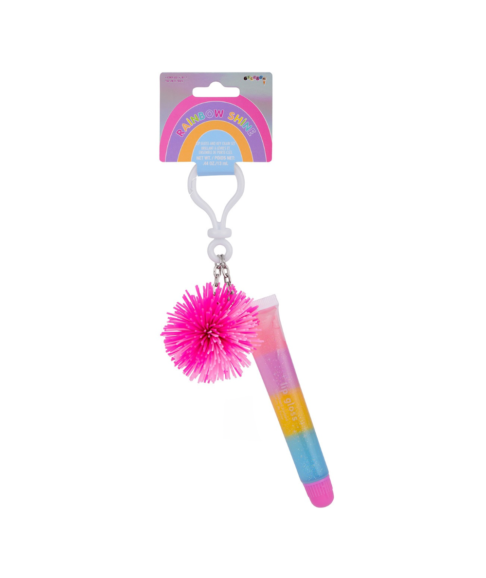Rainbow Shine Lip Gloss And Key Chain Set