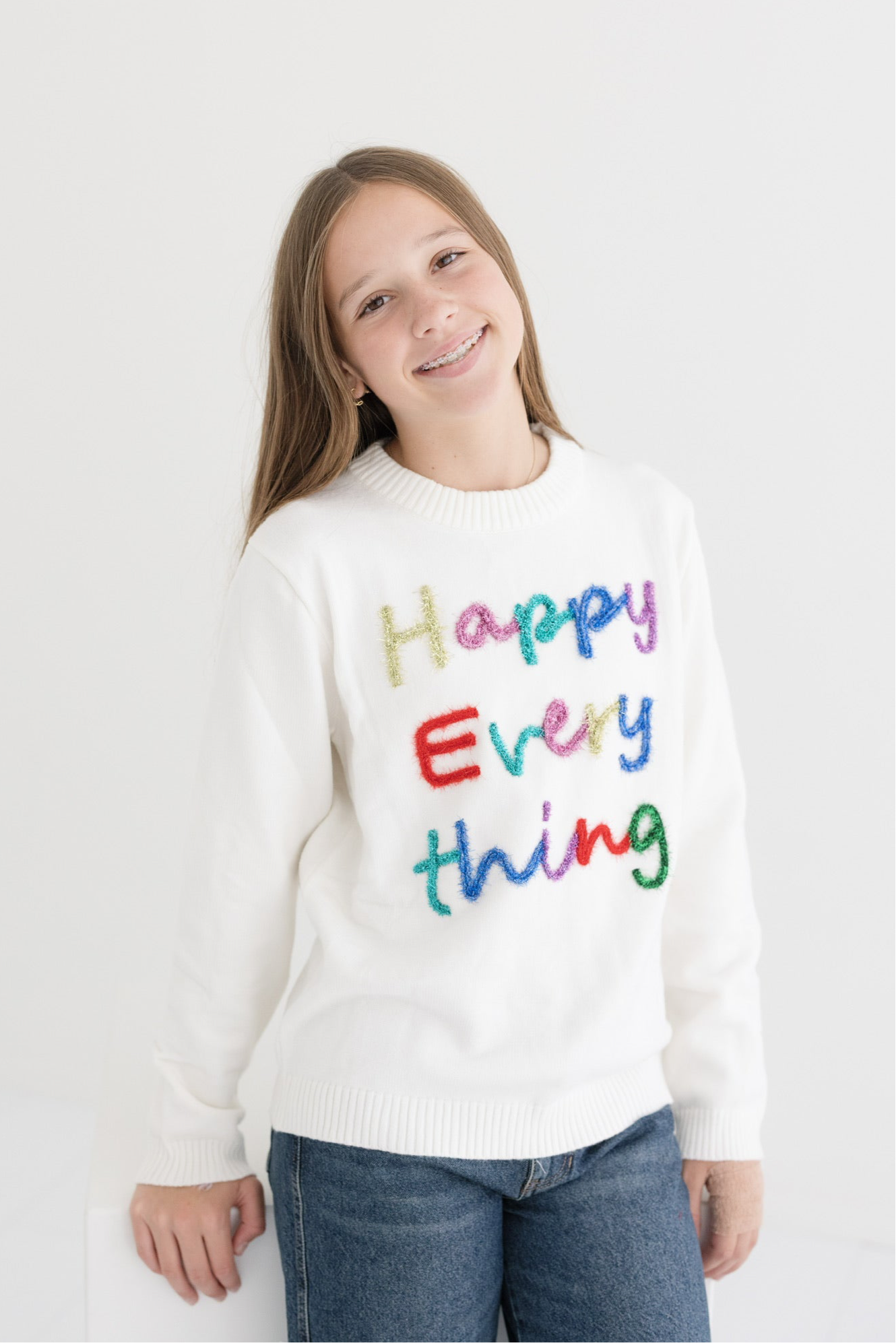 Tween Happy Everything Tinsel Sweater