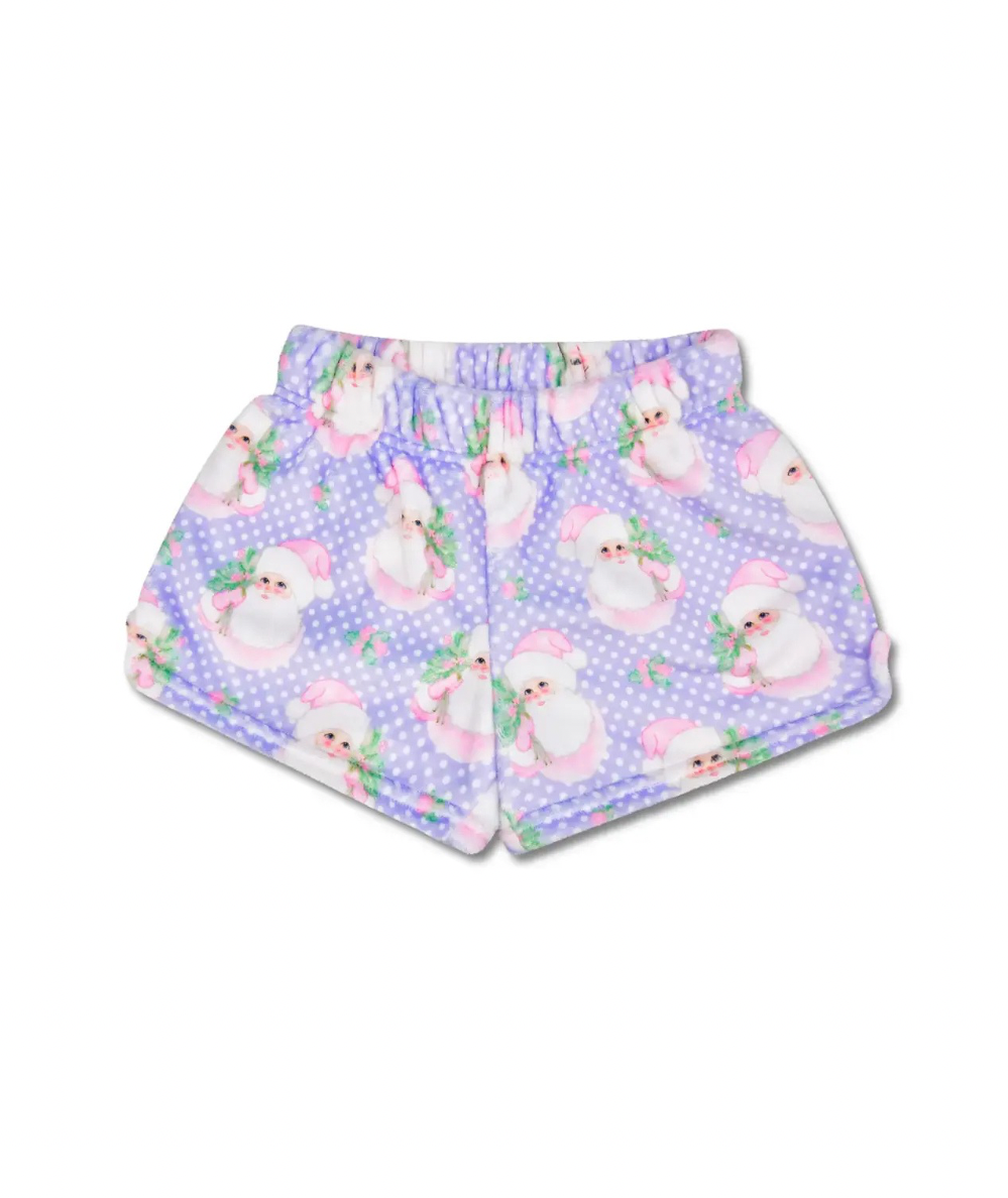 Tween Holiday Print Fuzzy Plush Shorts