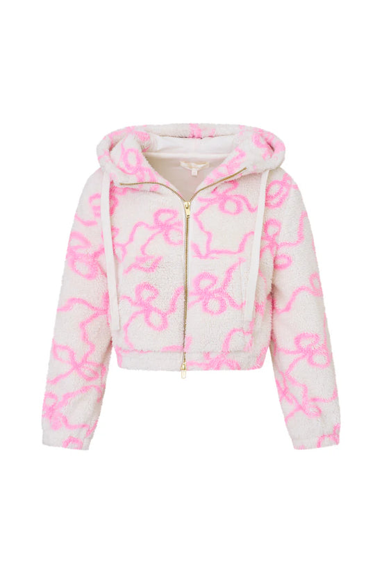 Darcelle Bow Print Teddy Bomber