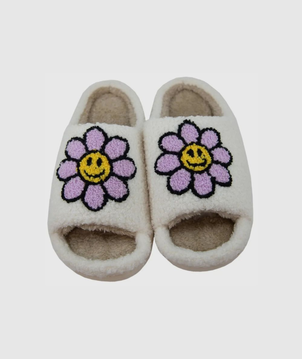 Daisy Happy Face Open Toe Slippers