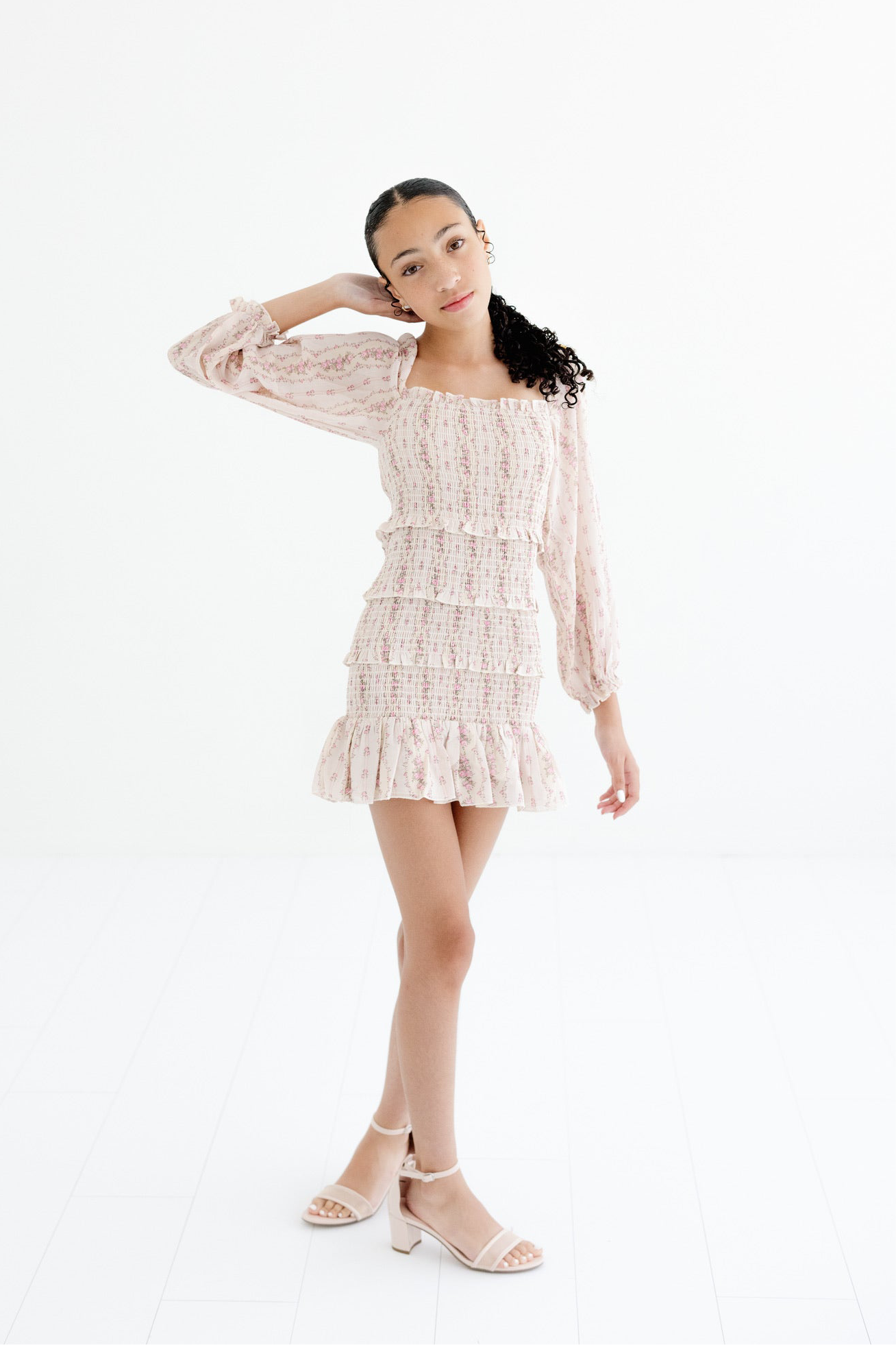 Tween Printed Laila Long Sleeve Dress
