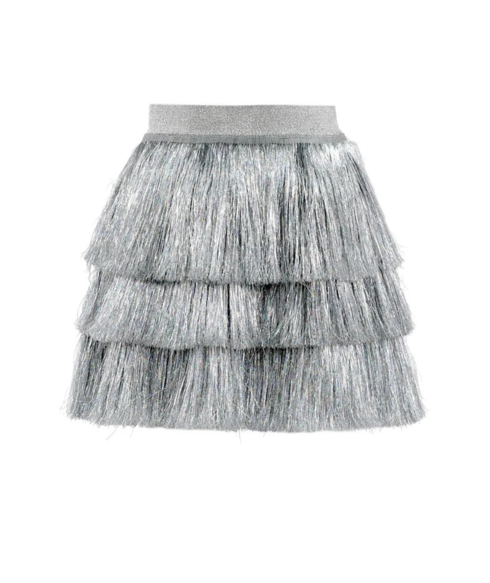 Tween Silver Shimmer Tinsel Party Skirt