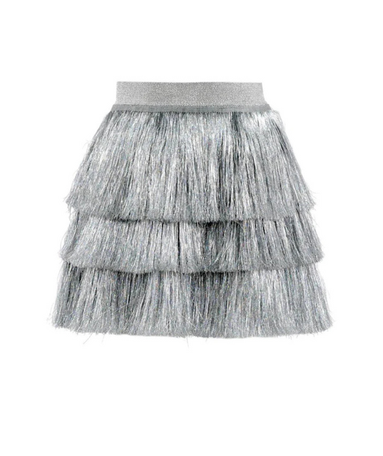 Tween Silver Shimmer Tinsel Party Skirt