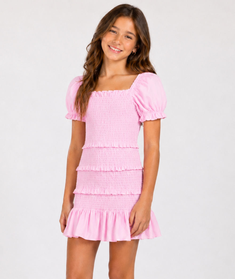 Tween Laila Short Sleeve Smocked Dress