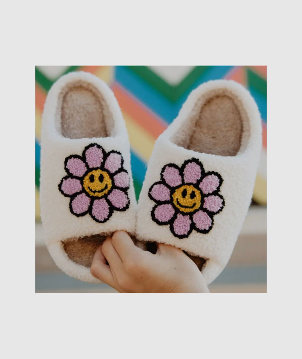 Daisy Happy Face Open Toe Slippers