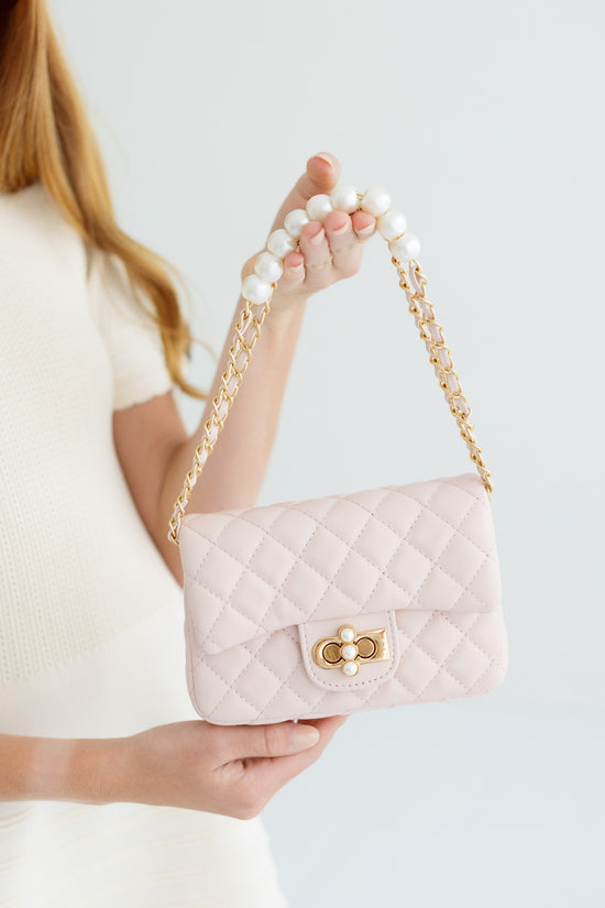 Pearl Closure Quilted Handbag