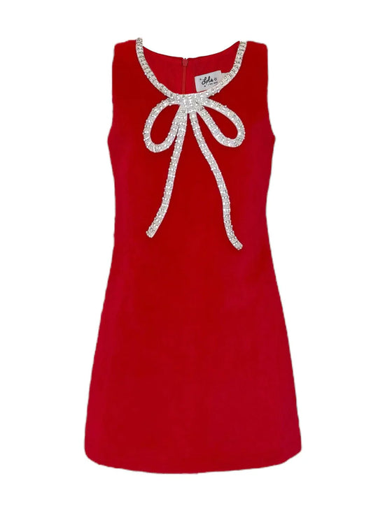 Tween Red Velvet Bow Princess Dress