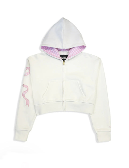 Dylan Crop Bow Appliqué Hoodie