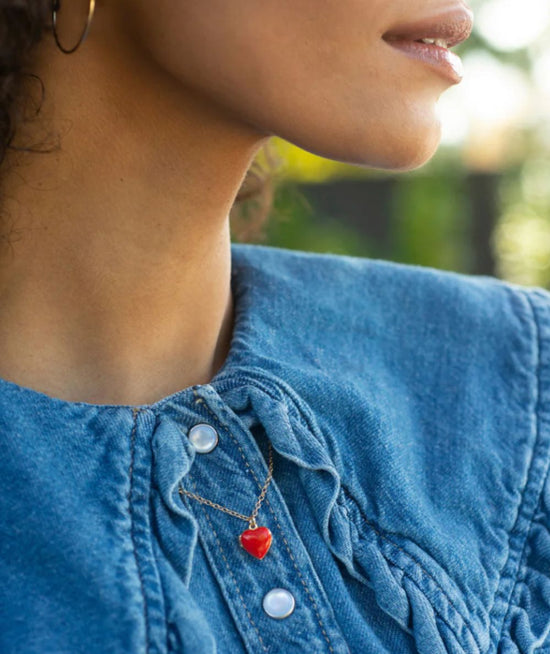 Enamel Heart Locket Necklace