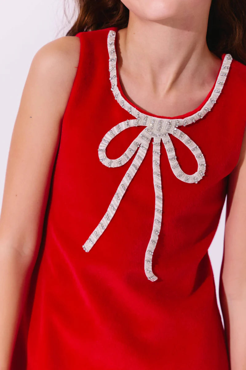 Tween Red Velvet Bow Princess Dress