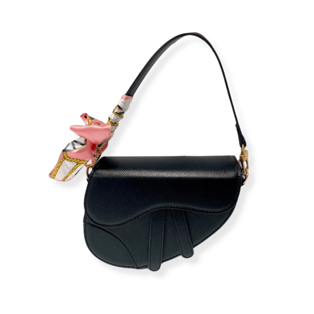 Saddle Purse With Scarf by Doe A Dear in black - CAKEWISH