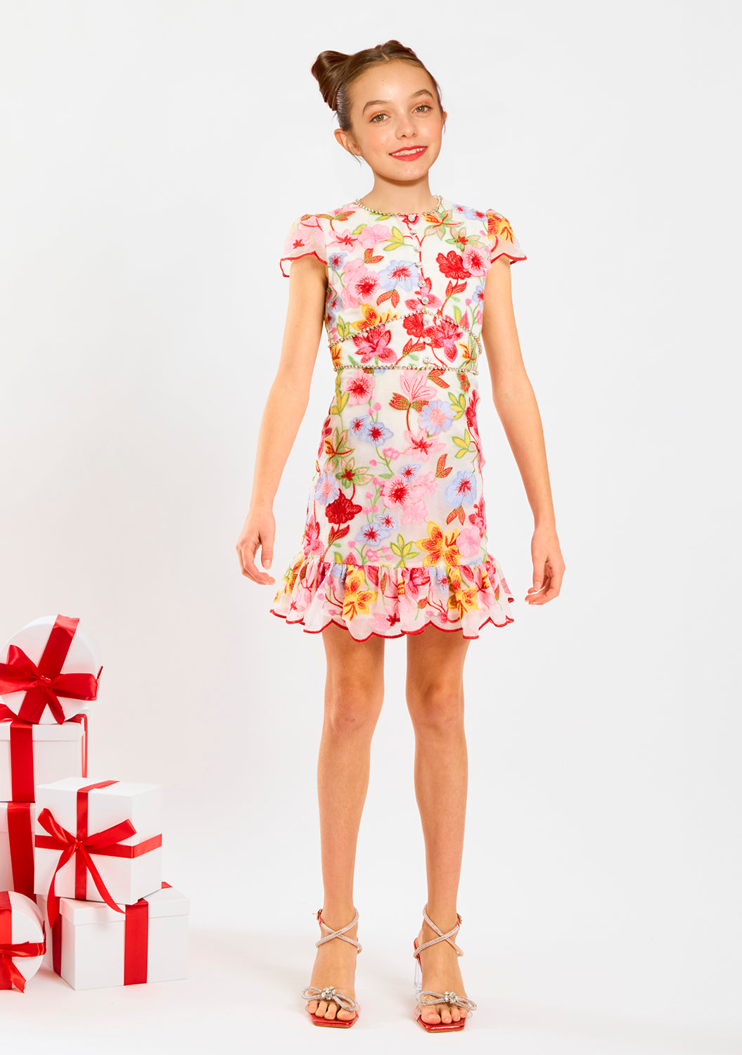 Tween Arabella Embroidered Mini Dress