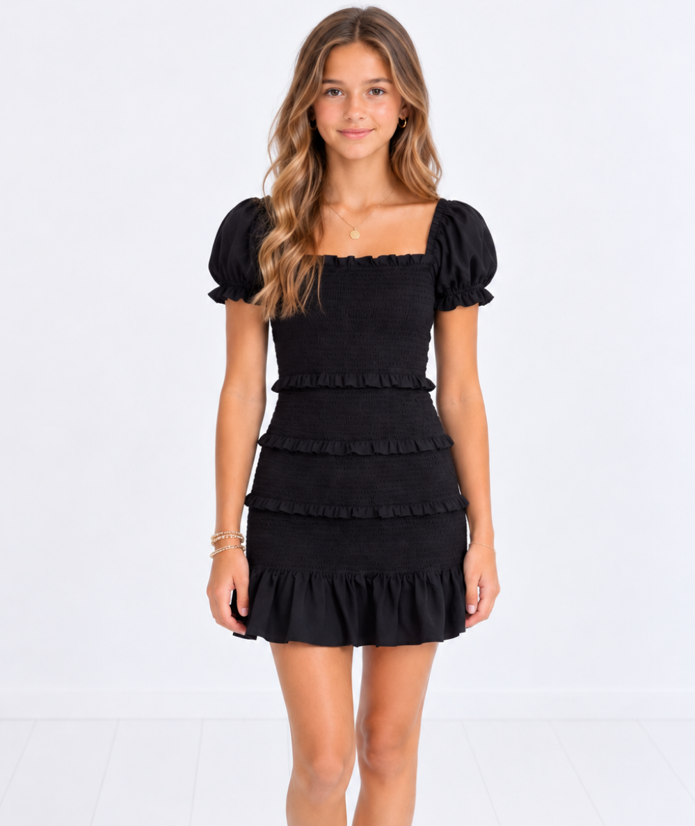Junior Laila Solid Smocked Dress