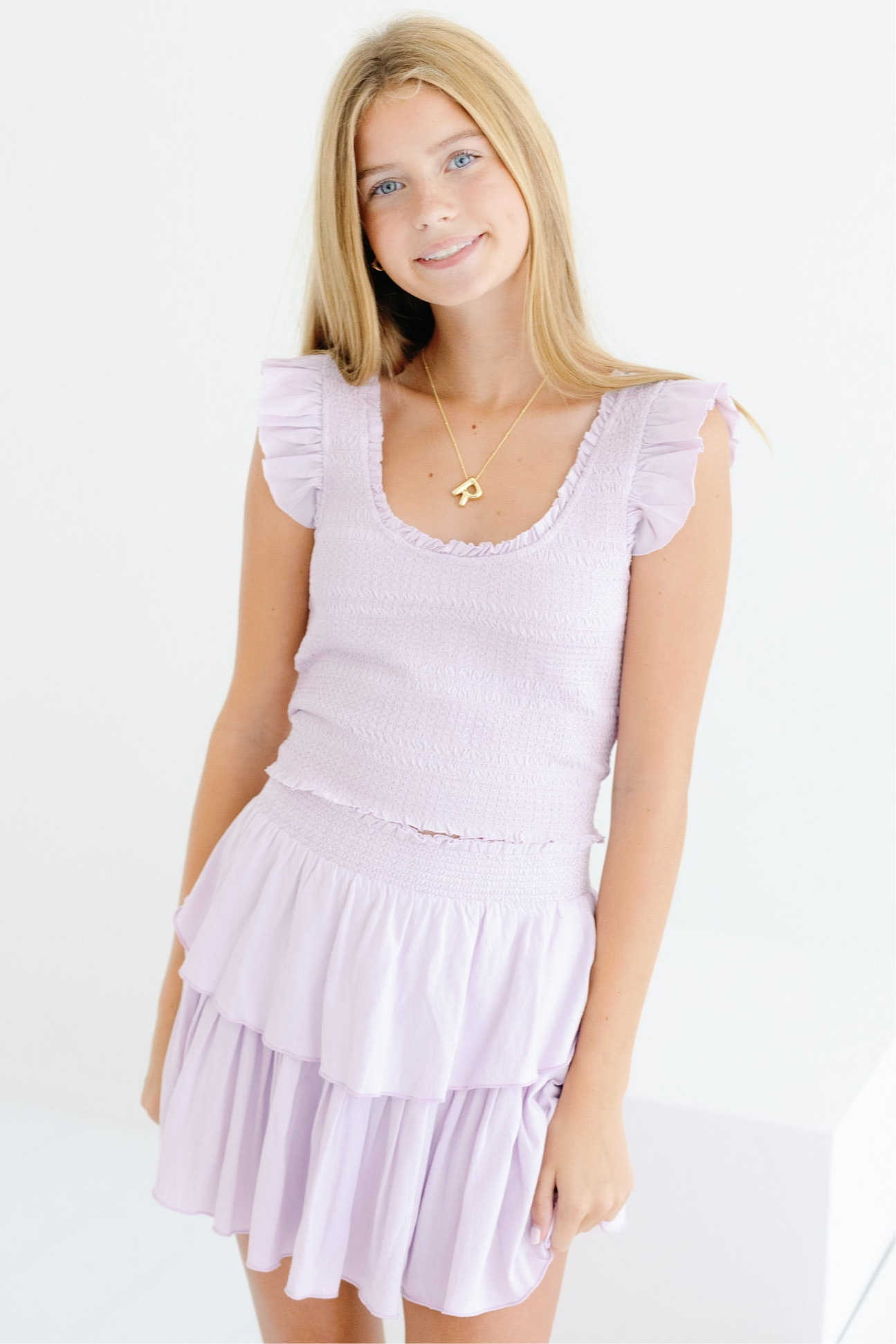 Lilac Ruffle Mini Skirt