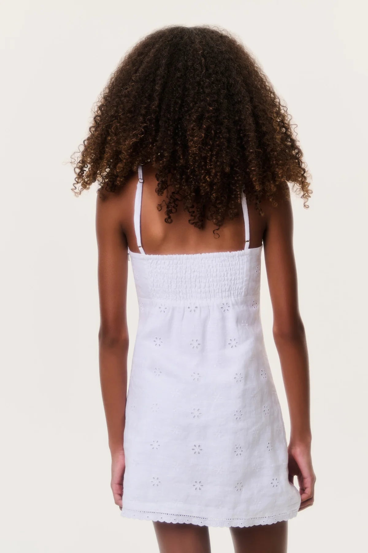 Tween Eyelet Linen Virelai Dress