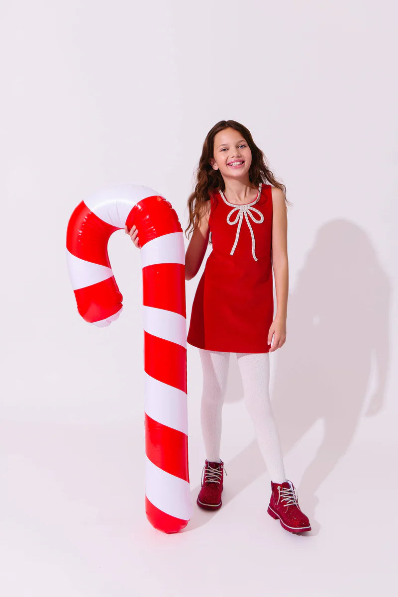 Tween Red Velvet Bow Princess Dress