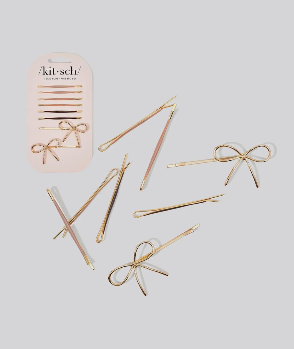 Enamel & Bow Bobby Pin Set