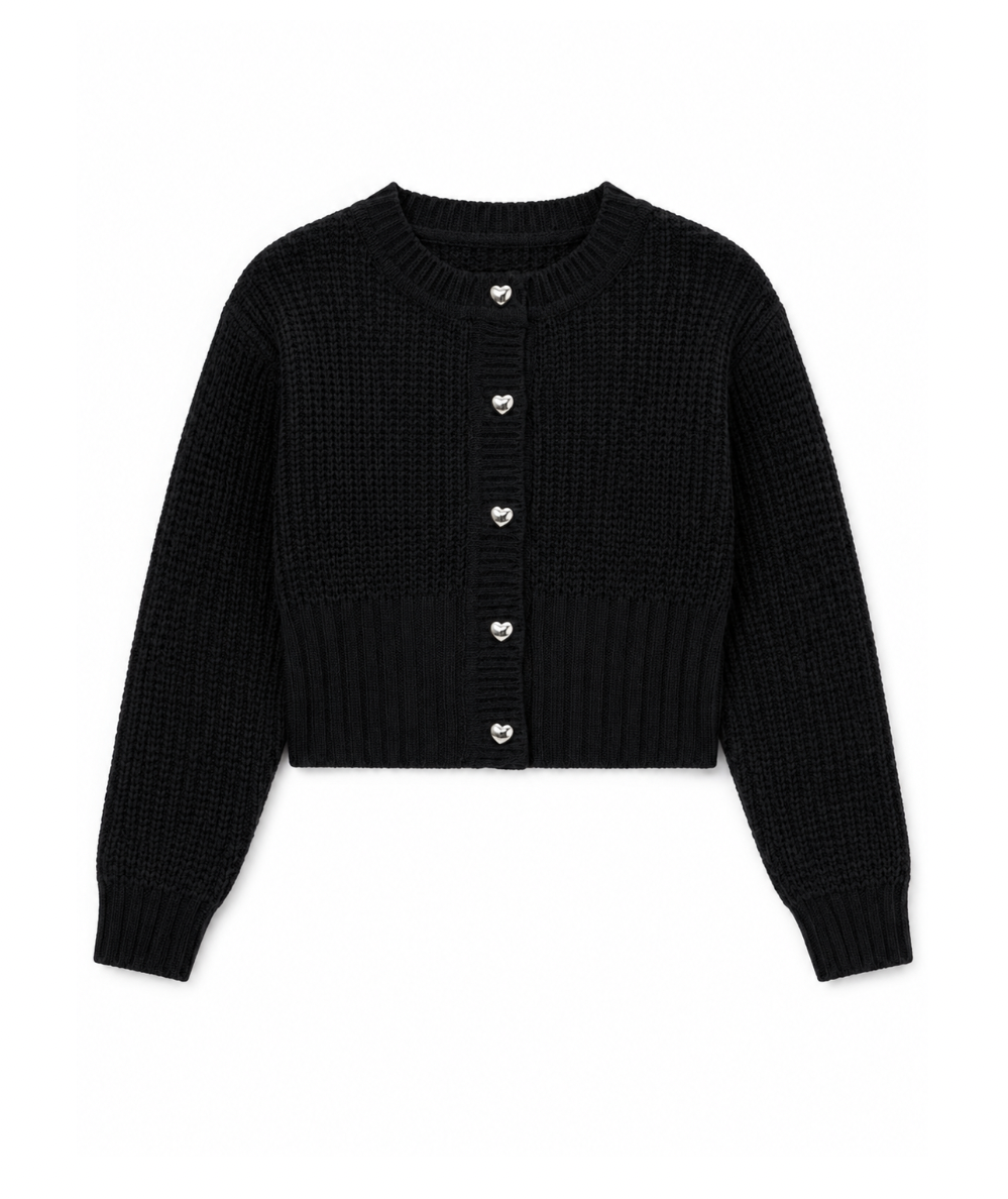 Tween Heart Shaped Button Cardigan
