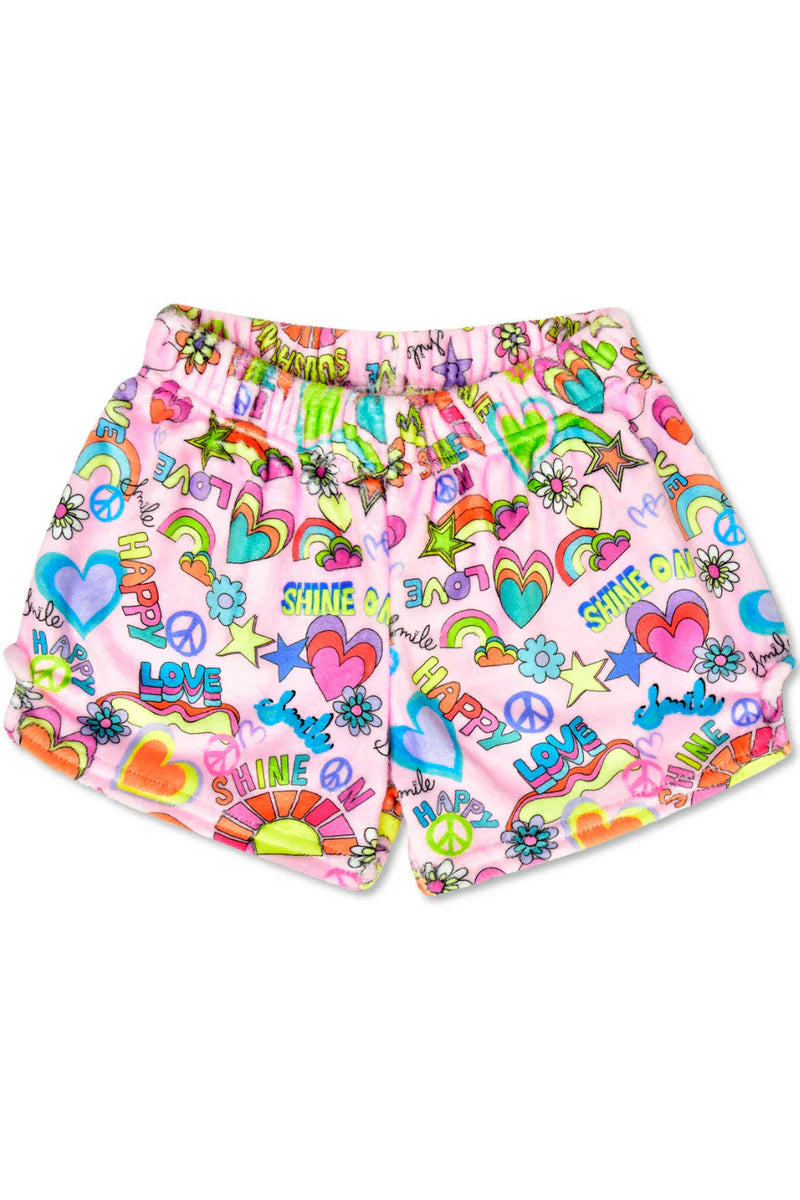 Spring Print Fuzzy Plush Shorts