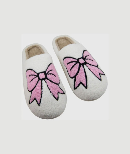 Coquette Pink Bow Slippers