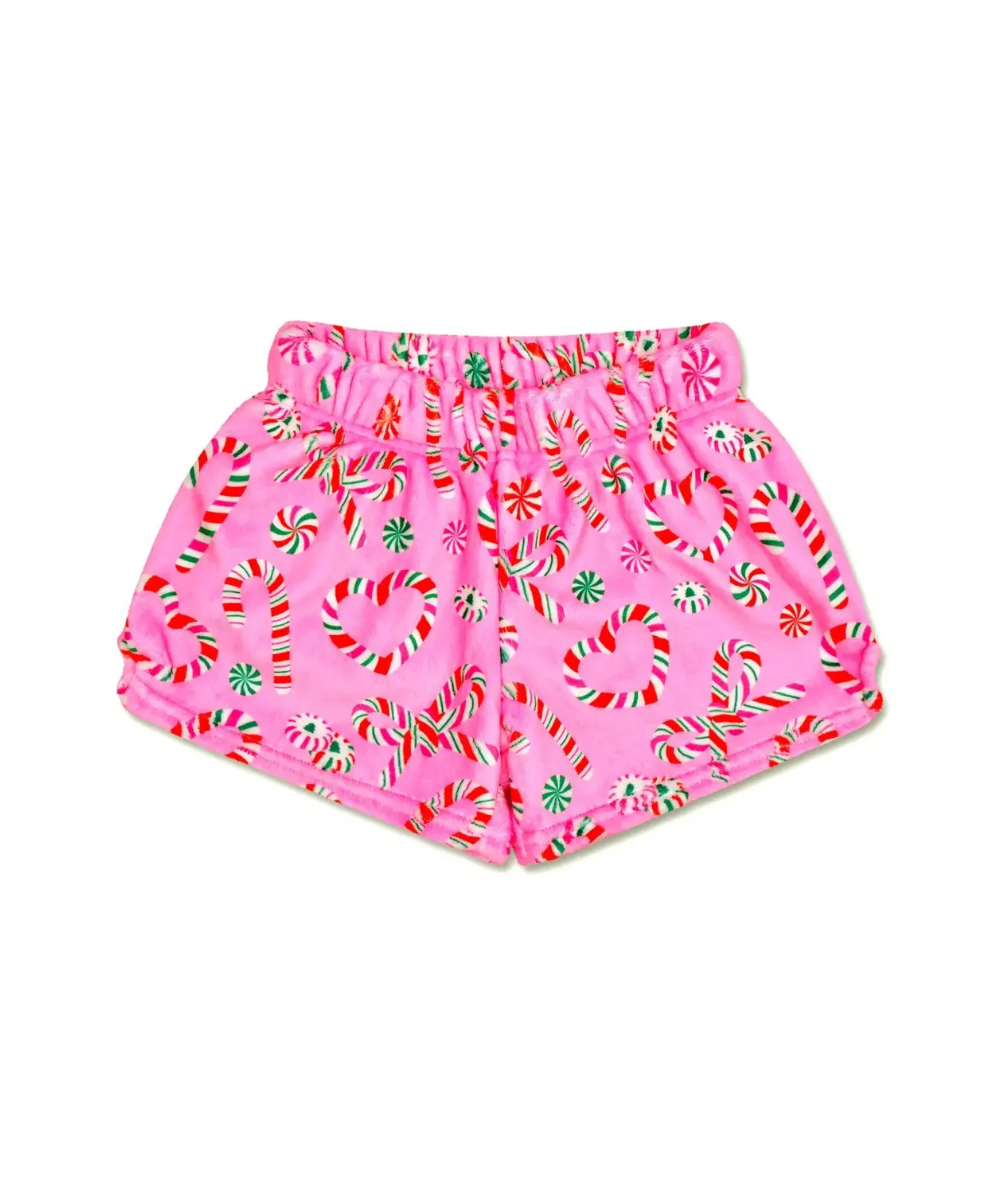 Tween Holiday Print Fuzzy Plush Shorts
