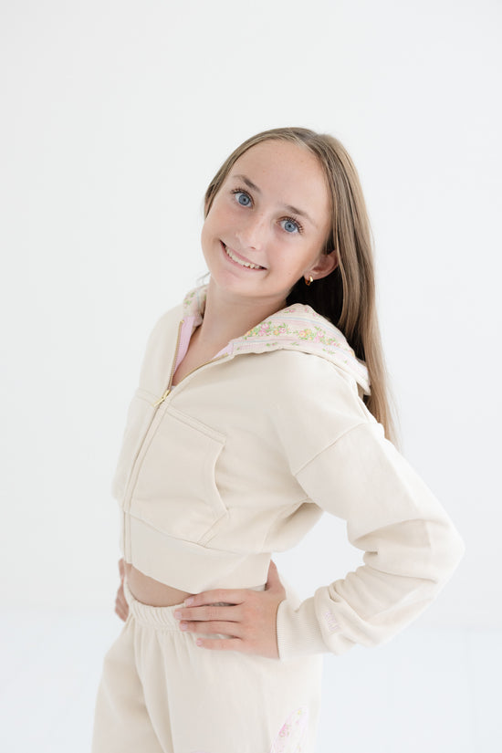 Tween Dylan Bow Appliqué Zip Hoodie