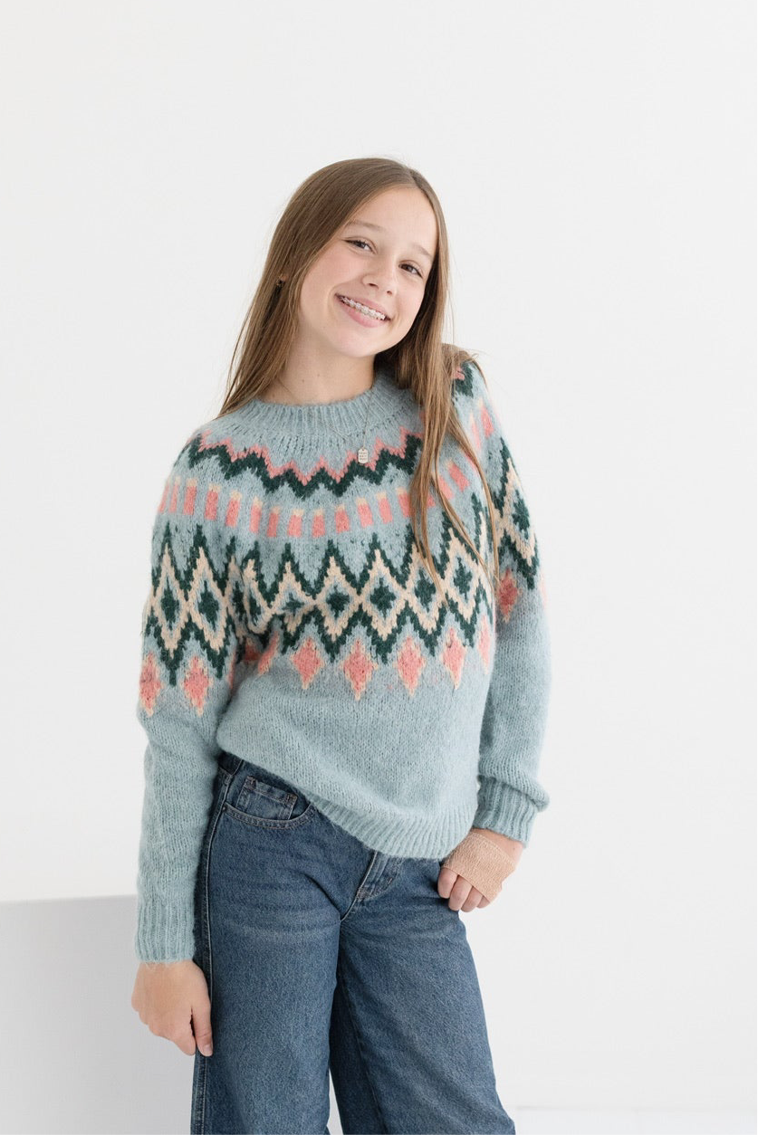 Tween Fair Isle Print Sweater