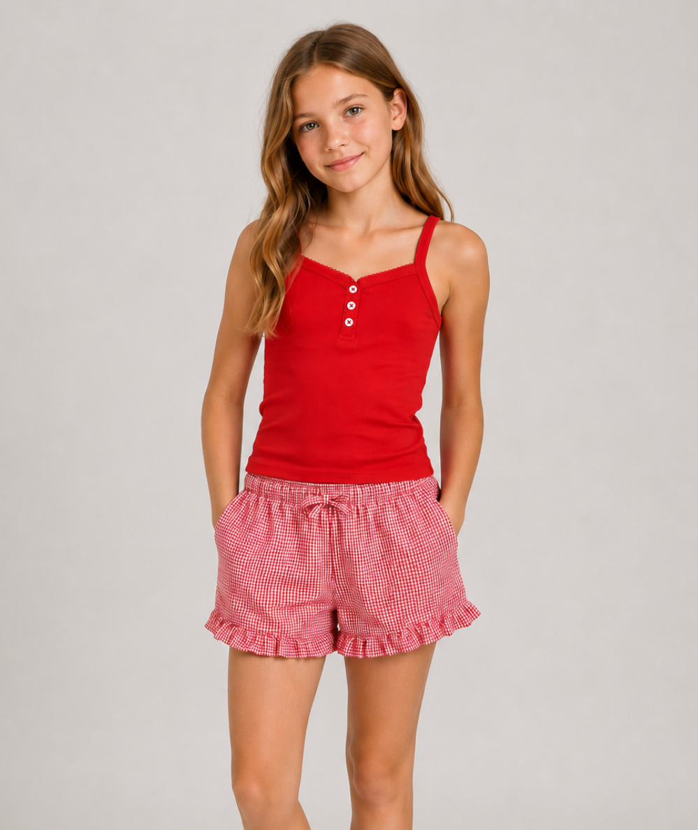 Tween Annabelle Gingham Ruffle Short