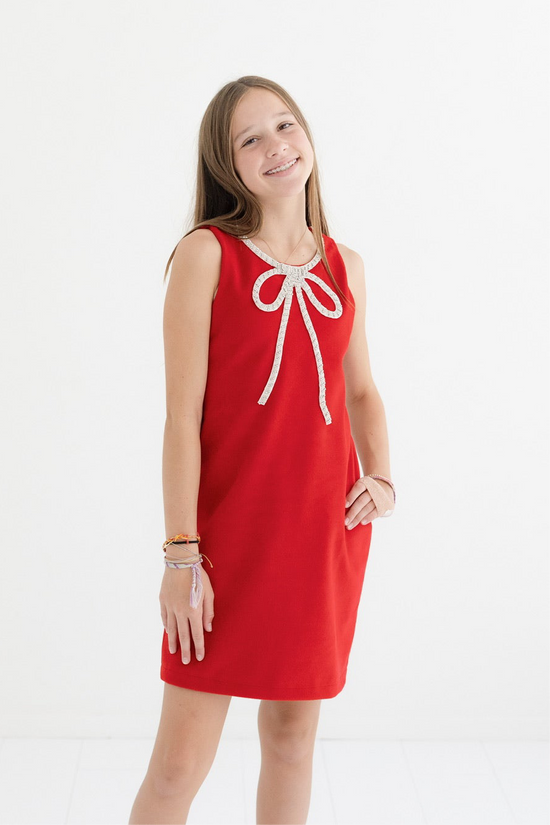 Tween Red Velvet Bow Princess Dress