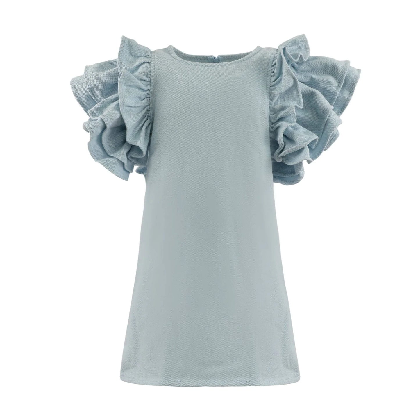 Tween Blue Princess Ruffle Denim Dress