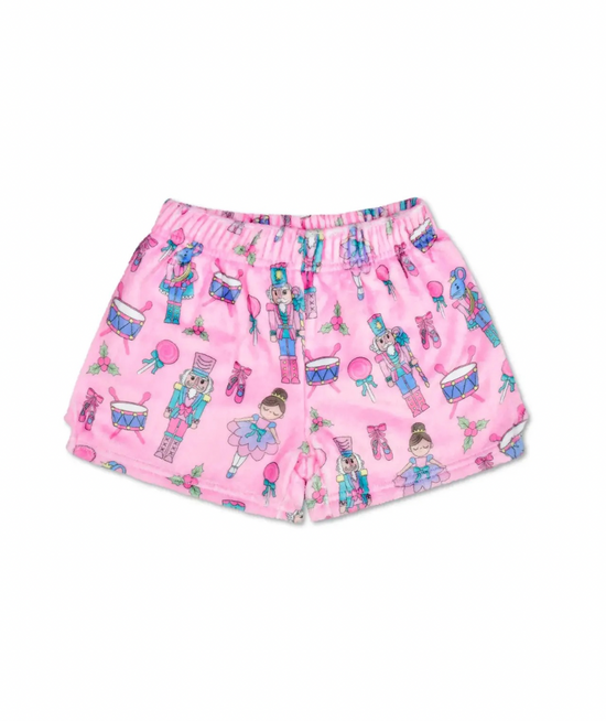 Tween Holiday Print Fuzzy Plush Shorts