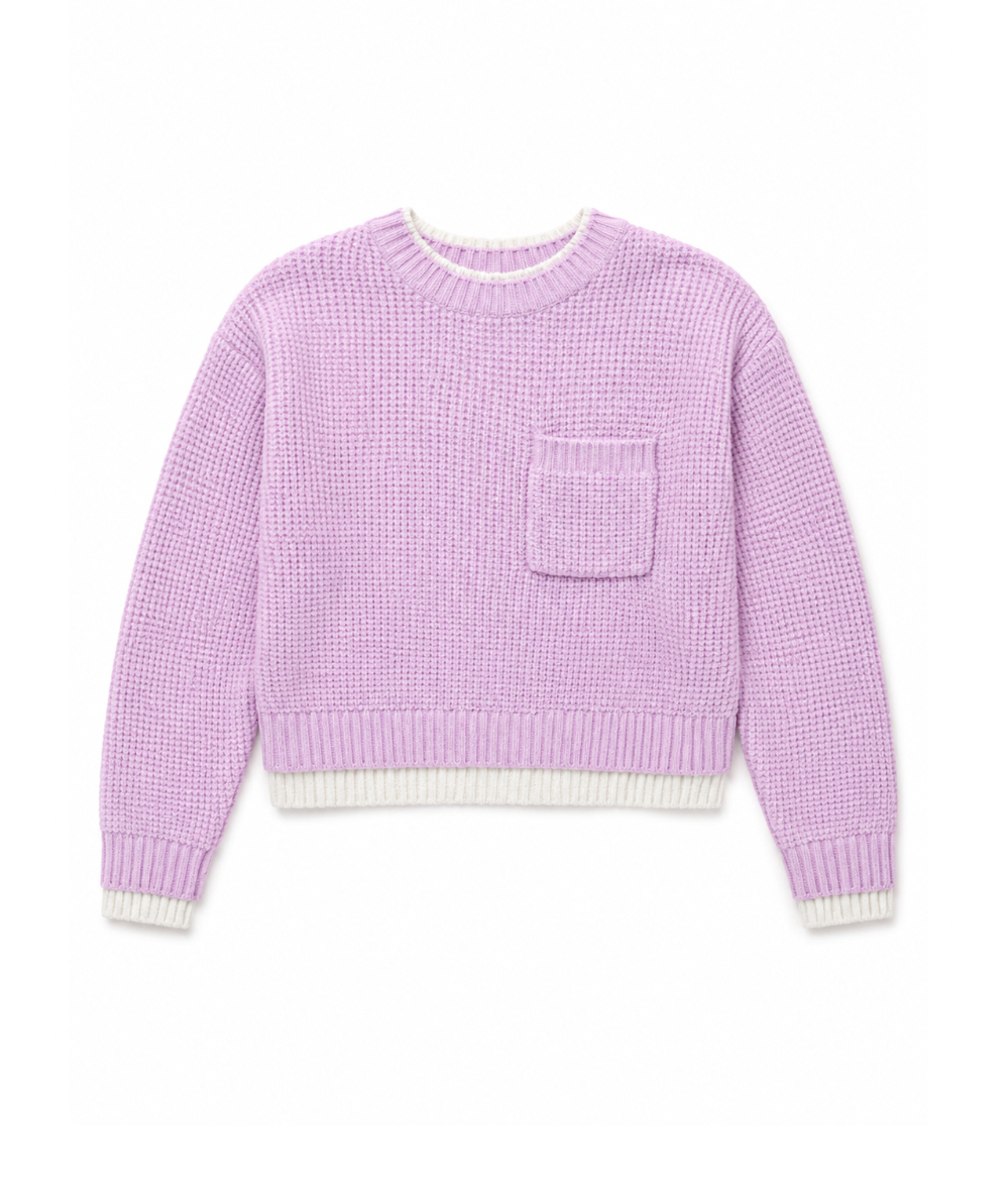 Tween Lilac Contrast Trim Sweater