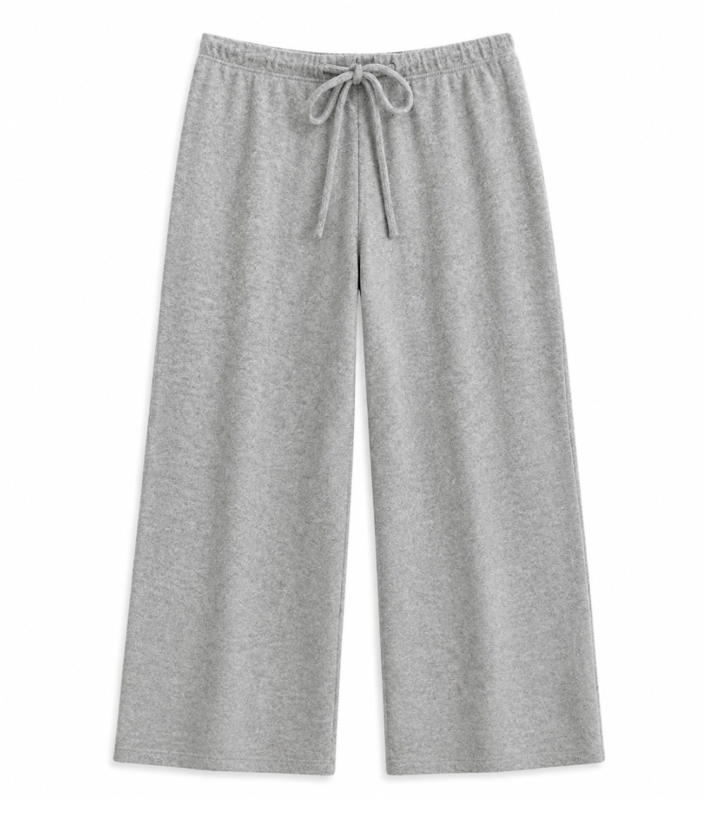 KatieJ NYC Tween Drew Wide Leg Pants in Heather Grey with an elastic waistband and adjustable drawstring