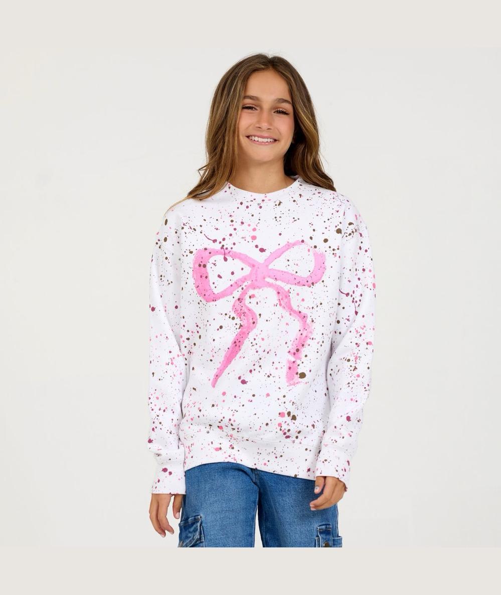 Oversized Splatter Bow Crewneck