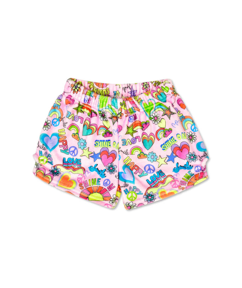 Spring Print Fuzzy Plush Short