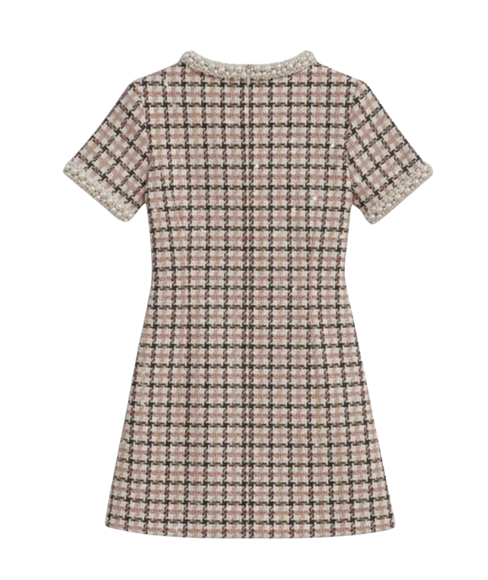 Tween Emmy Lou Cap Sleeve Sequin Bouclé Dress with Pearl Trim