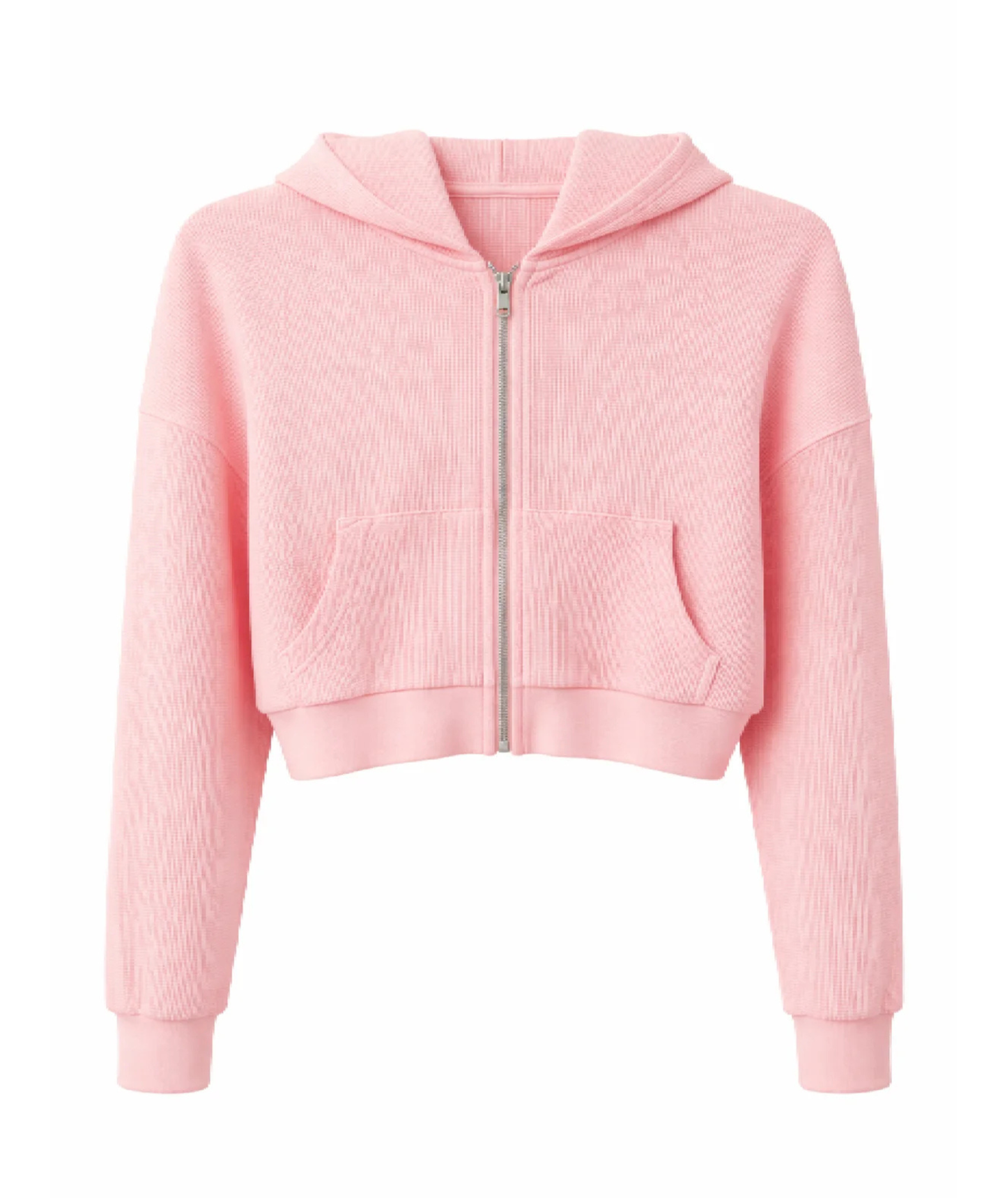 KatieJ NYC Tween Brynn Waffle Lounge Hoodie with textured waffle-knit fabric, front zipper, and hood