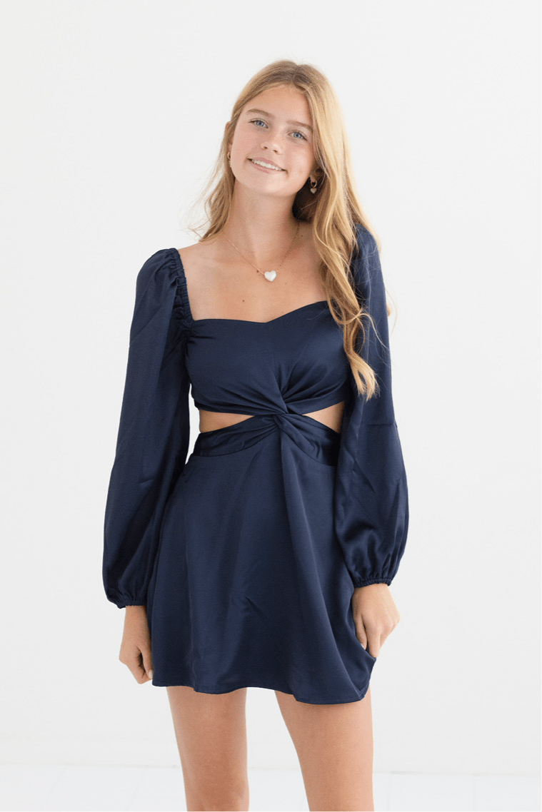 Ari Satin Cut - Out Dress Jr - CAKEWISH