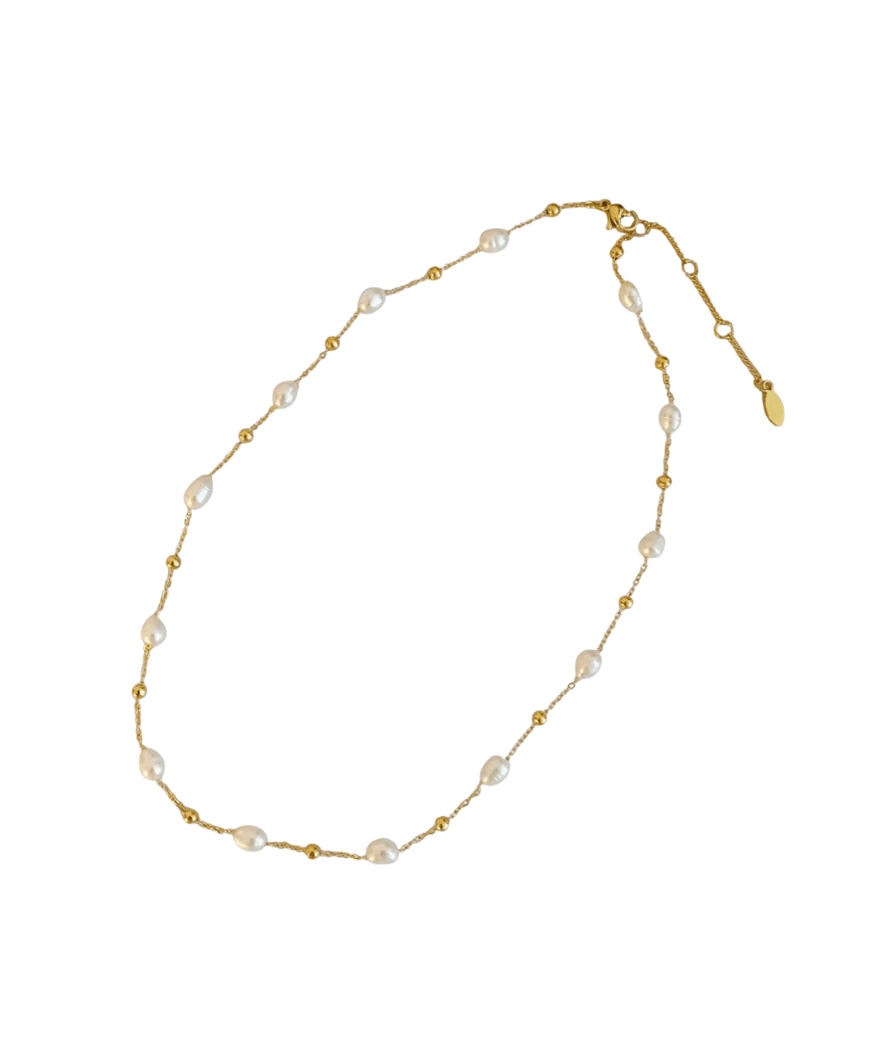 Small freshwater pearls on the Ellison + Young Ashley Necklace - CAKEWISH