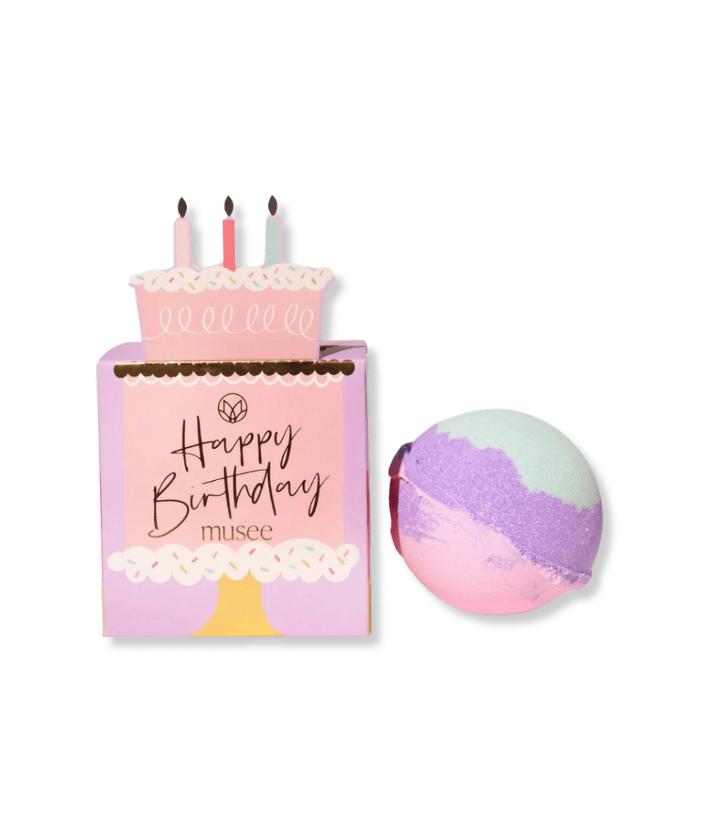 Musee Birthday Cake Bath Balm, butter cream and vanilla scent in birthday packaging - CAKEWISH