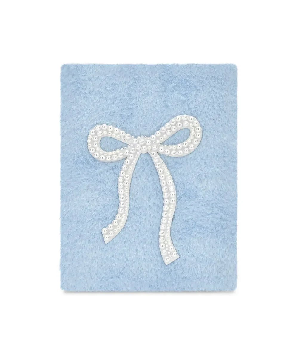 Blue Pearl Bow Fuzzy Journal by Iscream with furry pale blue cover - CAKEWISH.