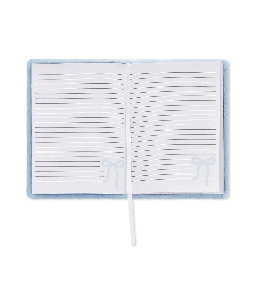 Iscream Blue Pearl Bow Fuzzy Journal featuring faux pearl accents - CAKEWISH.