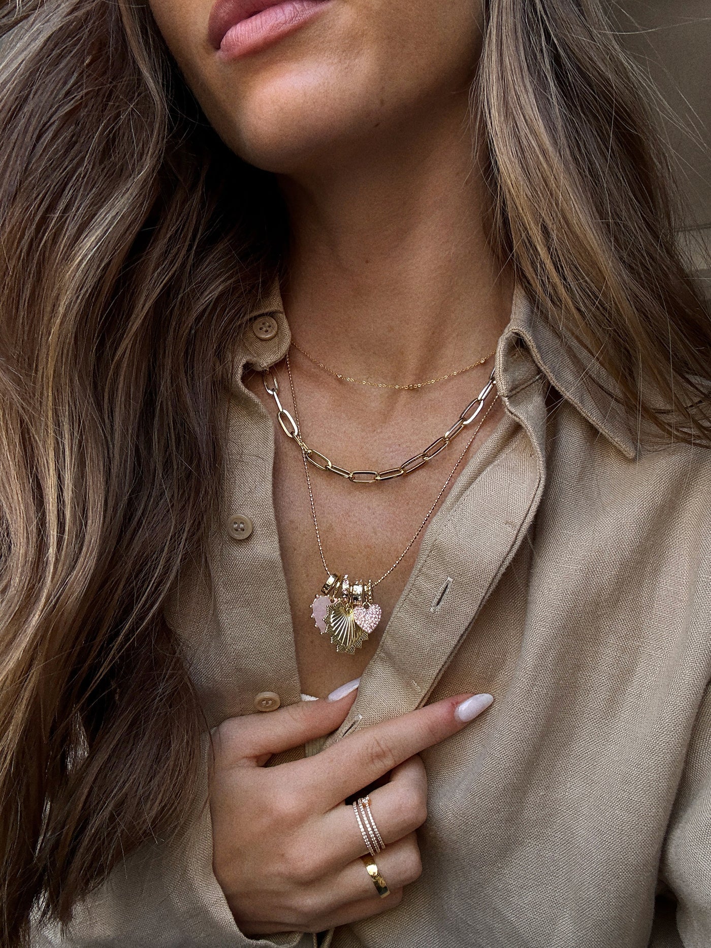Blush/Gold Heart Charm Necklace - CAKEWISH