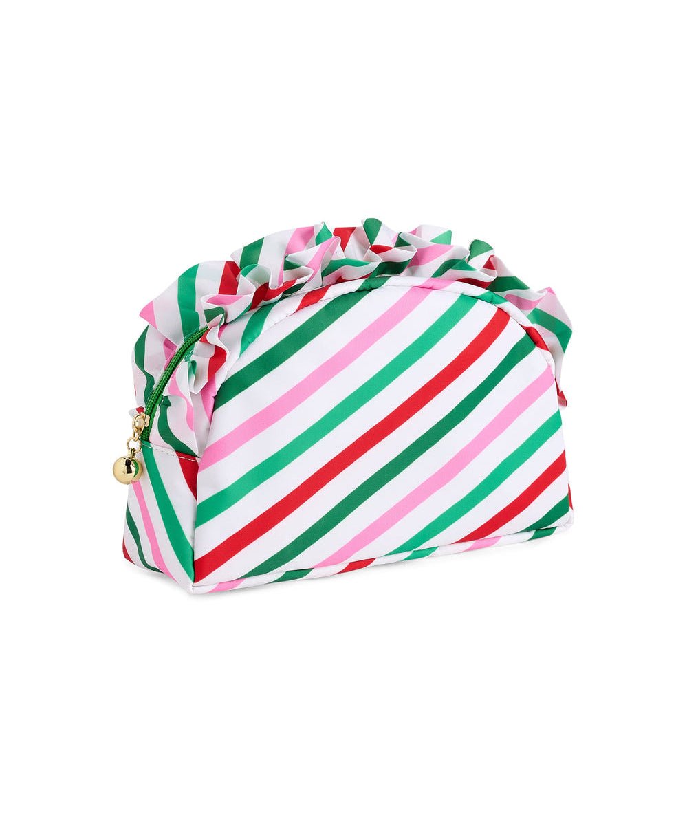 Candy Stripes Large Ruffle Zip Pouch - CAKEWISH
