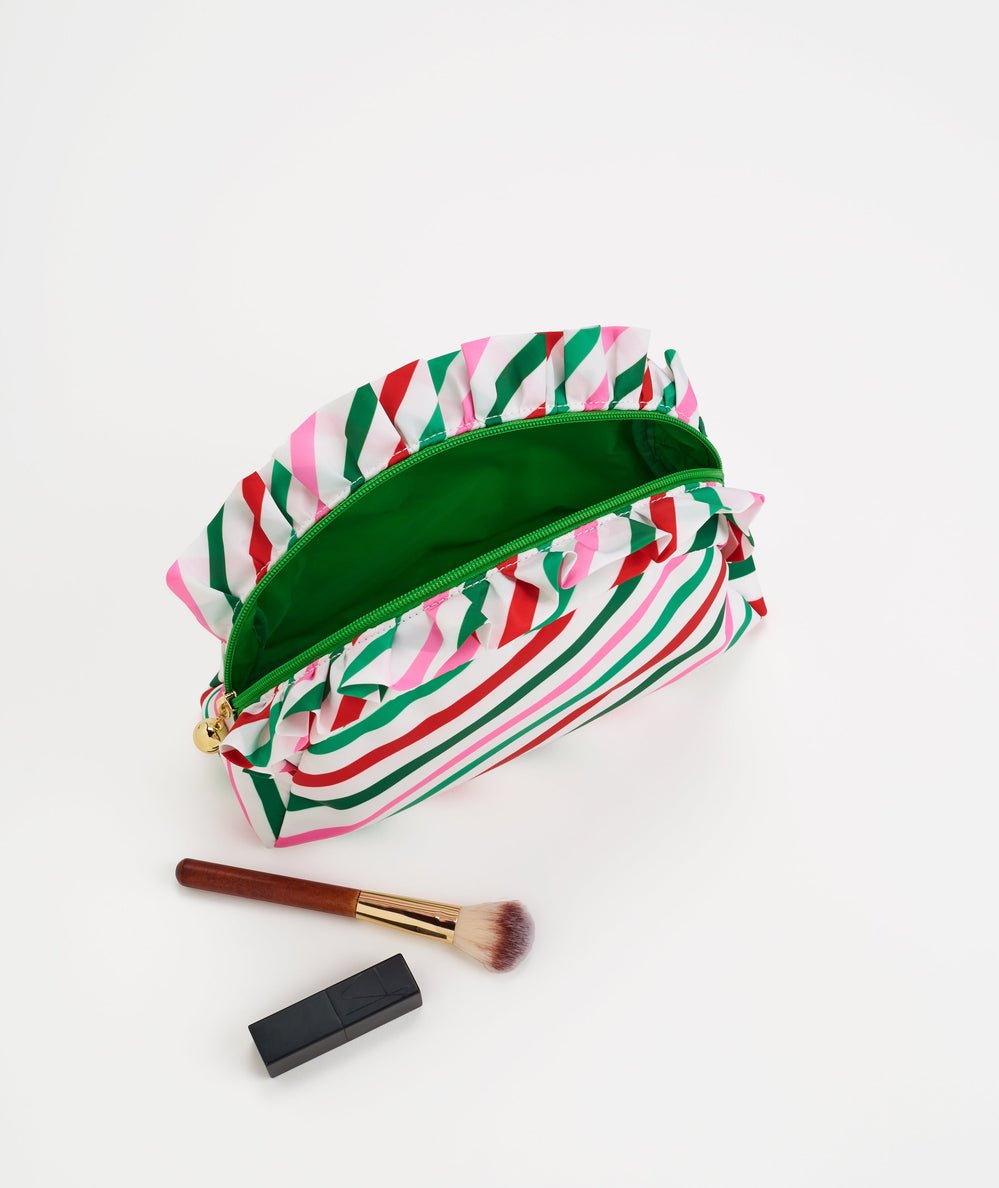 Candy Stripes Large Ruffle Zip Pouch - CAKEWISH