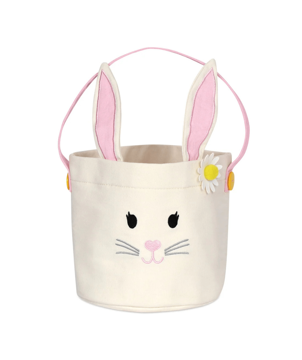 Canvas Embroidered Bunny Basket - CAKEWISH
