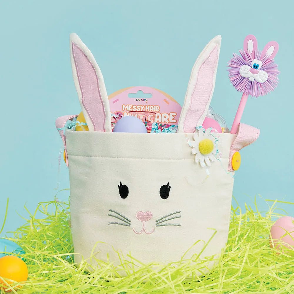Canvas Embroidered Bunny Basket - CAKEWISH